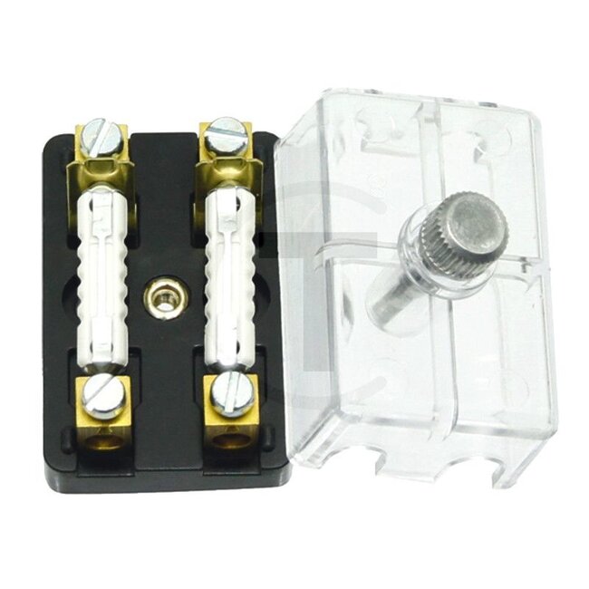 GRANIT Fuse box 2-pin - 50750300217, 28508040, 500850804, 8JD002289-211, 190769, 8JD 002 289-211, 4009605 | Version: Screw connection at side, transparent cover | Colour: Transparent | To fit: Torpedo fuses | Amps: 8 | Number of pins: 2 | Additional information: