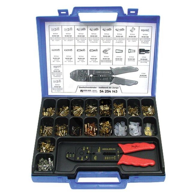 GRANIT Cable lug assortment - 50754254149 | Contents: 806 parts + crimping pliers | Included in delivery: • 50x 50251222  | • 50x 50251418  | • 50x 50251521  | • 50x 50251522  | • 50x 50251831  | • 50x 50251830  | • 50x 50251232  | • 50x 50251234  | • 50x 502518