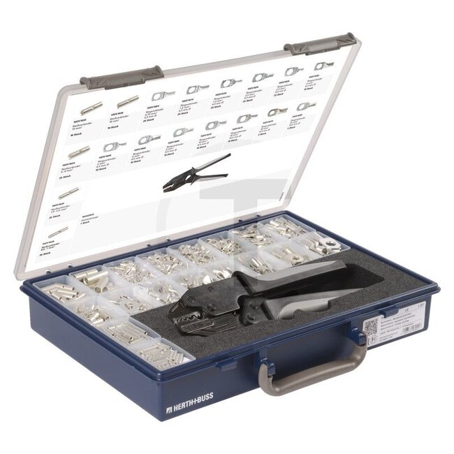 GRANIT Sortiment Quetschverbinder 290-tlg. Crimp-Set im Koffer, inkl. Crimpzange - 5070010901 | Inhalt: 290 Teile + Crimpzange | bestehend aus: Stoßverbinder, Ringverbinder, Crimpzange | Leitungsquerschnitt: 0,5 - 16,0 mm² | Koffermaß: 33,8 x 26,0 x 5,7 cm | Zus