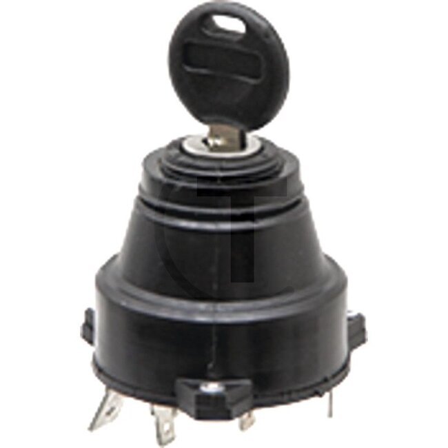 GRANIT Ignition switch With 2 keys - 50770567070, 3136852R1, 131700580002, NS12406, 180045, NS 124 06, AL35864, 01171442 | Connection: 2x flat terminals 6.3 mm and 2x double flat terminals 9.5 mm + 6.3 mm | Mounting Ø: 26 mm | Fixing: Fastening nut brass | Nomin