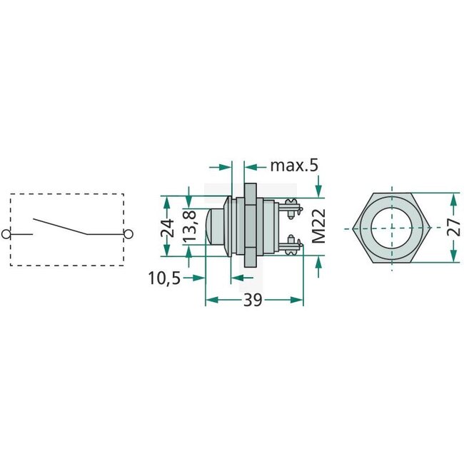 HELLA Push button switch engine start and horn, black, bore-Ø 22,3 mm | 060509204, 6JF001571-041