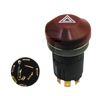 HELLA Drukknopschakelaar alarmlichten 12 V, knop rood, 9 vlakstekkers 6,3 mm
