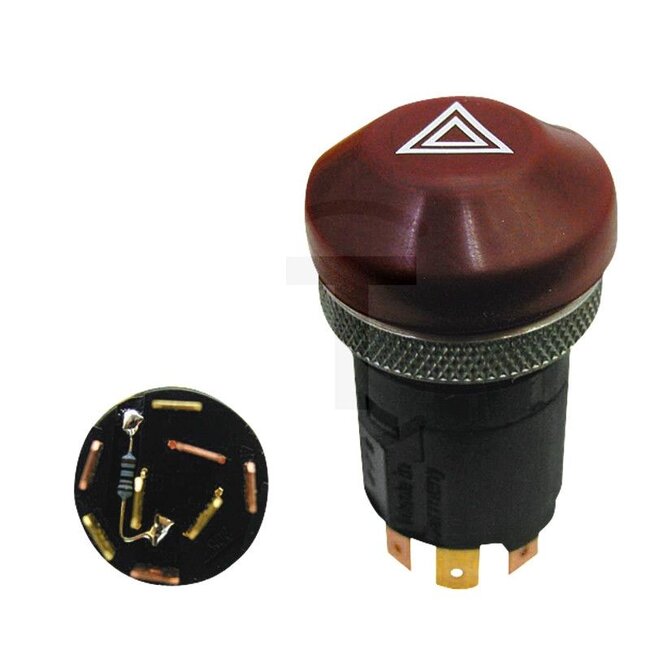 HELLA Push button switch Hazard warning lights - 4556HF 003916031, 5122659, 6HF003916-031, 6HF 003 916-031 | Version: Push button operation, Single circuit, for vehicles with 12 V system, red pilot light with warning symbol, splashproof (according to DIN 40 050