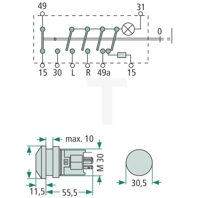 HELLA Push button switch hazard lights 12 V, button red, 9 blade terminals 6,3 mm | 5122659, 6HF003916-031