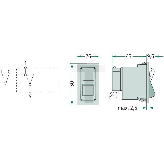 HELLA Tuimelschakelaar aan/uit 12/24 V, 16 A, 2 vlakstekkeraansluitingen | K307605, 6EH004570-001
