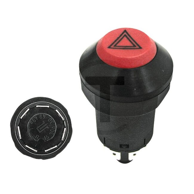GRANIT Push button switch Hazard warning lights - 50770490171, 01177148, 11100080XX, G339900020070, 89520C91, 522224, 133700580002 | Version: 12/24 V, Red button, with lock, Ø 30 mm, 7 blade terminals 6.3 x 0.8 (L- R- 30- 30b- 49a- 15- 49), dustproof and splashp