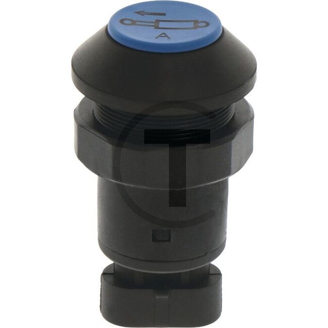 GRANIT Push button, DTW, front lower - 5070010854, 11928003 | Version: 48 V switching voltage, Blue button, make contact, Total button travel: 5 mm, Ø 30 mm, plug connection, AMP Superseal 3 x 1.5, dustproof and splashproof