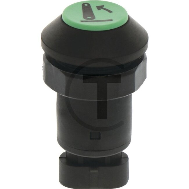 GRANIT Drukknop DTW heffen - 5070010852, 11928001 | Uitvoering: 48 volt schakelspanning, Knop: groen, N/O-contact, Totale slag van de schakelknop: 5 mm, Ø 30 mm, stekkeraansluiting (AMP Superseal 3 x 1,5), Bescherming tegen stof en spatwater