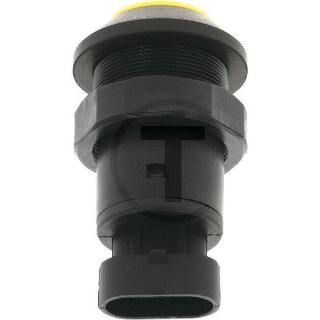 Drukknop DTW aftakasvergrendeling - 5070010864, 11930001 | Uitvoering: 48 volt schakelspanning, Knop geel, N/O-contact, Totale slag van de schakelknop: 5 mm, Ø 30 mm, stekkeraansluiting (AMP Superseal 3 x 1,5), Bescherming tegen stof en spatwater