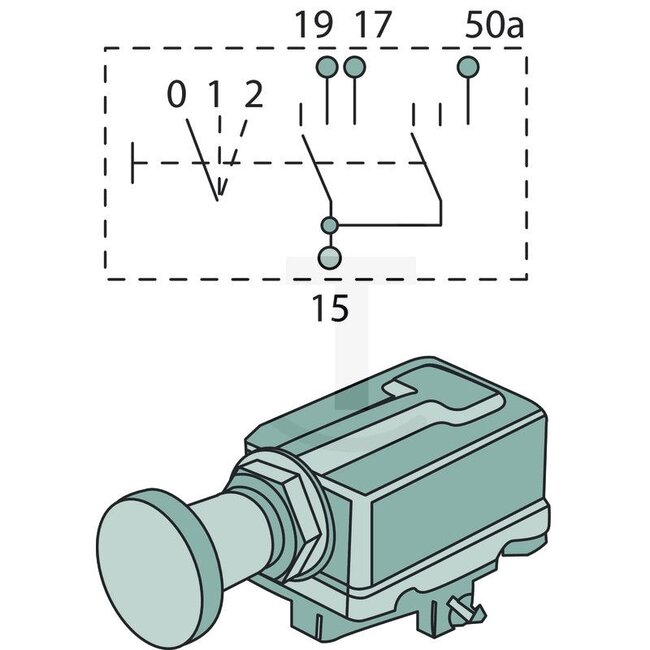 BOSCH Glühanlassschalter 12 V / 24 V, Zugschalter - 2500343008006, F228900020071, 343008006, 0343008006, 01163920, AL23512 | Ausführung: Gehäuse aus Stahl verzinkt, inklusive schwarzem Schaltknopf, Belastbarkeit:, 50 A / 12 V, (Klemmen 17, 19), 27 A / 24 V (Kle