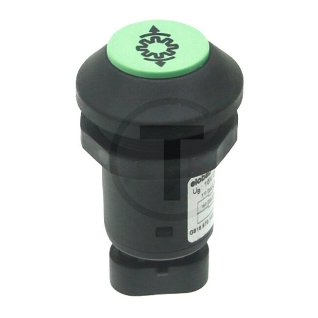 GRANIT Drukknopschakelaar Frontaftakas (knop) - 50760083, G816970100020, 11908017, 119 08 017 | Uitvoering: 48 volt schakelspanning, Knop: groen | Maakcontact, Totale slag van de schakelknop: 5 mm, Ø: 30 mm, stekkeraansluiting (AMP Superseal 3 x 1,5), Beschermin