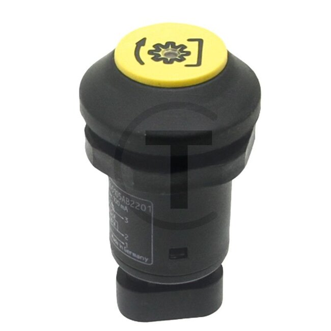 GRANIT Push button switch PTO shaft - 50760060, G312970090011, 11906001, 119 06 001 | Version: 12 - 16 V switching voltage, Yellow button | make contact, Total button travel: 5 mm, Ø 30 mm, plug connection (AMP Superseal 3 x 1.5), dustproof and splashproof