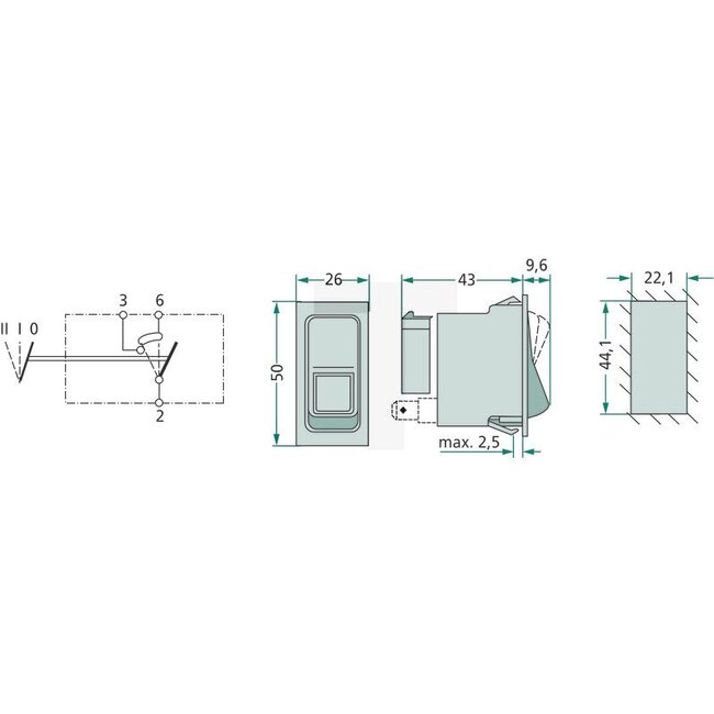 HELLA Tuimelschakelaar combischakelaar, 3 vlakstekkeraansluitingen 6,3 mm | X830241012000, 6RH004570-351