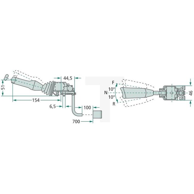 Cobo Fahrtrichtungsschalter - 22701316000, 82010860, 82002364, 1007356, 82034514 | Belastbarkeit 12 V: 5 A bei 12 V, 2,5 A bei 24 V A | Form: Serie 316 | Schaltfunktion: vorwärts - neutral - rückwärts - parken | Kabellänge: 700 mm | Zusatzinformationen: 12 / 2