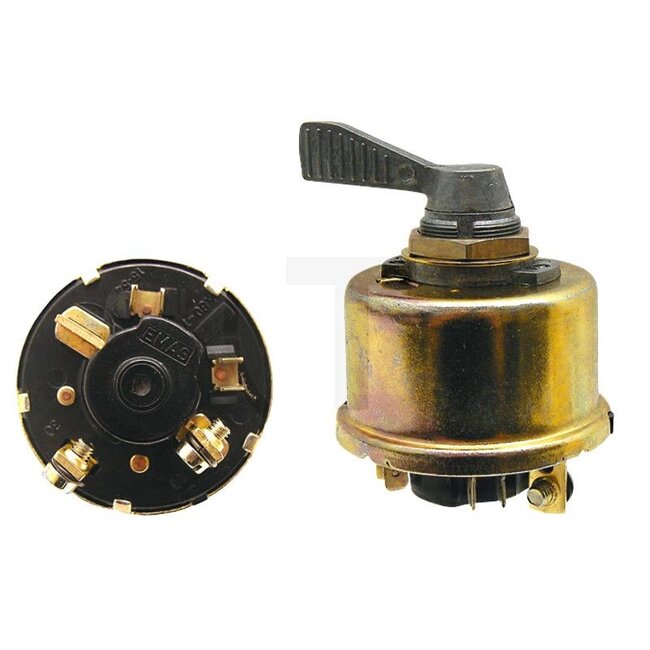 GRANIT Start switch Rotary function - 50717003, 5118444, 4180375, 4191473, 15238, 20502602, 205 026 02 | Version: 12 V, with blade terminal and screw connection, O: off, 1: preheat, 2: start, Mounting opening Ø 25.5 mm / 5 mm