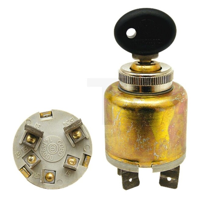 Cobo Ignition start switch With key - 22714159000, 5146155, 1021365, 5129862, 4998108, 5112124, 5123727 | Version: 12 V, with blade terminal, Function:, P: parking light, 0: off, 1: consumer, 2: start, Housing Ø 40 mm