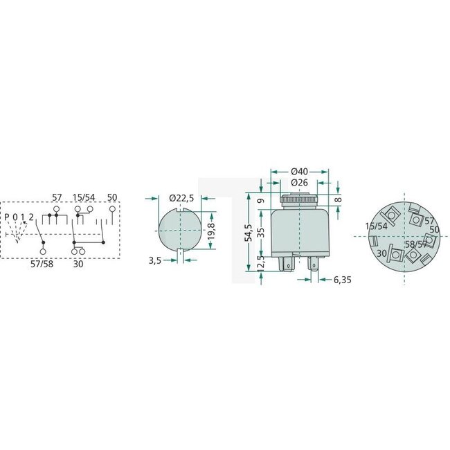 Cobo Starter switch with key, 12 V, blade terminal, parking light, Ø 40 mm | 5146155, 1021365