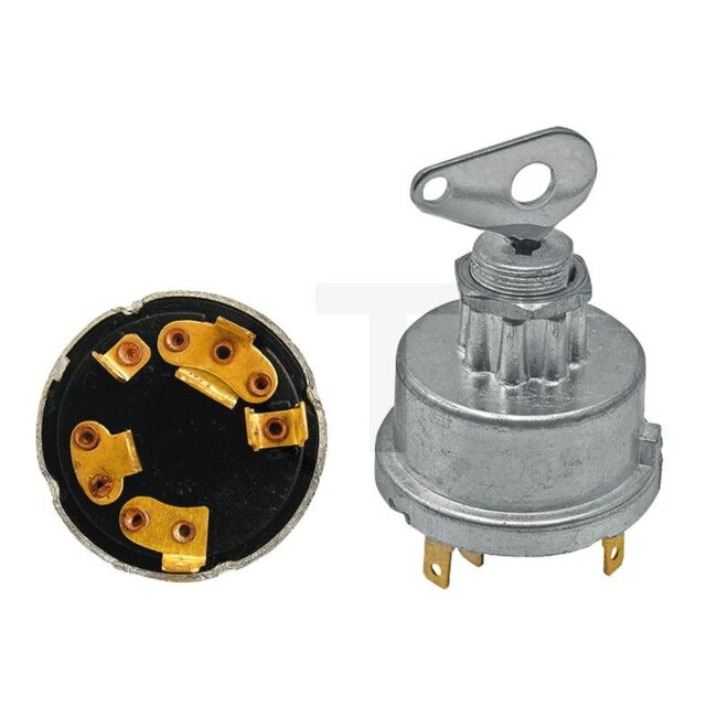 GRANIT Start switch With key - 50717016, 81871583, 83976890, 20502501, NS10310, 205 025 01, NS 103 10 | Version: 12 V, with blade terminal, 0: off, 1: consumer, 2: preheat, 3: start, Mounting opening Ø 15.5 / 3 mm