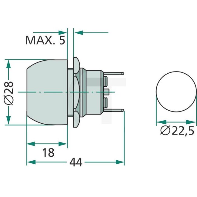 HELLA Druckknopfschalter Hupe, Knopf schwarz, 6,3 mm Flachstecker, Ø 22,5 mm | AT29073, 6JF001571-161, 180040