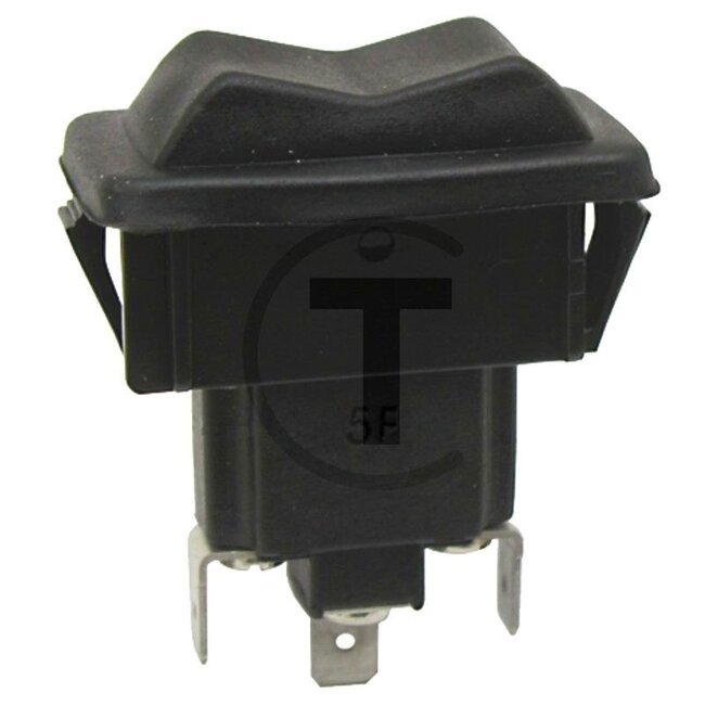Cobo Wippschalter für Hydraulik - 2271702660000, AL64190, 1025414 | Ausführung: 12 V / 24 V, Funktion: Ein - Aus - Ein , 3 Flachsteckanschlüsse, Belastbarkeit: 12 V = 10 A, Einbaumaß: 15 mm breit, 29 mm lang und 34 mm hoch