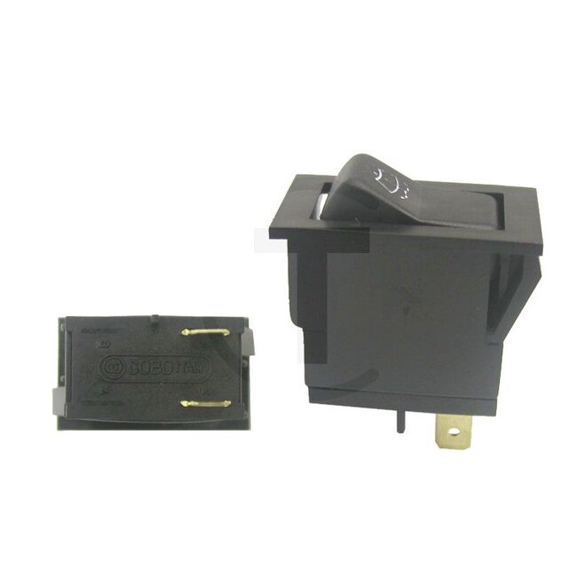Cobo Tuimelschakelaar voor ruitensproeiersysteem - 22717262000, RT7700035939, 1026408 | Uitvoering: 12 volt / 24 volt, Drukknopschakelaar, 1 circuit, 2 vlakstekkeraansluitingen, Inbouwmaat: 15 mm breed, 29 mm lang en 34 mm hoog