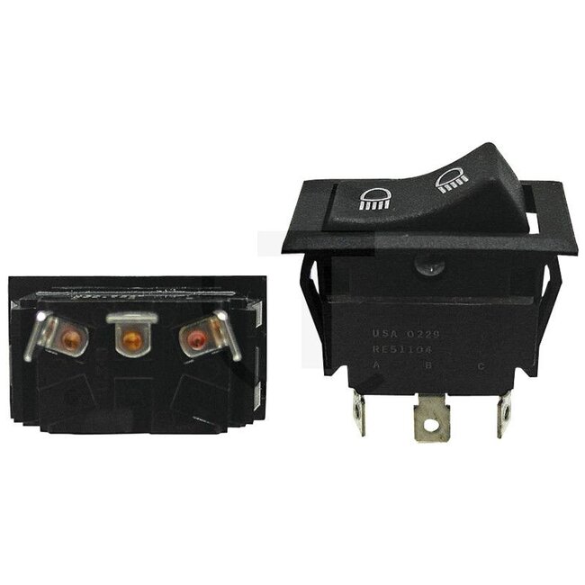 GRANIT Wippschalter Abblendlicht - 50712026, RE51104 | Ausführung: Einbau: Armaturenbrett mit 3 Steckanschlüsse