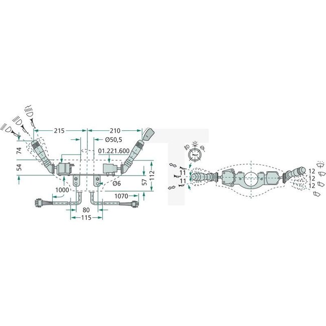 Cobo Multifunction switch steering wheel mounting, 2 lever | 0.008.1268.6, 0.008.1268.4/20, 1007154