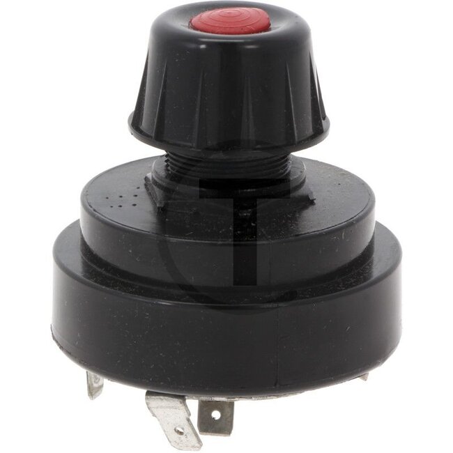 Cobo Rotary switch Black/red button - 227IM0C0213900001, 1000060, 3300530M91 | Version: For lighting and horn  | Voltage: up to 28 V, max. power rating: 15 A, 7 blade terminal connections 6.3 mm