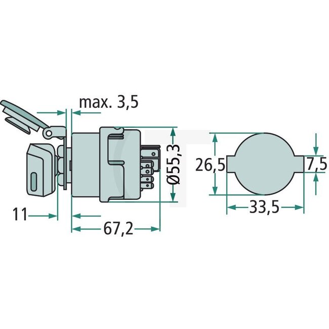 HELLA Start switch 12 - 24 V, operated by turning, 10 terminals | 6JB003959-001
