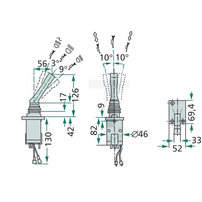 Cobo Multifunctionele schakelaar Inbouw - 22701199000, 3533174M92, 1007102 | Uitvoering: voor claxon, verlichting, richtingaanwijzers