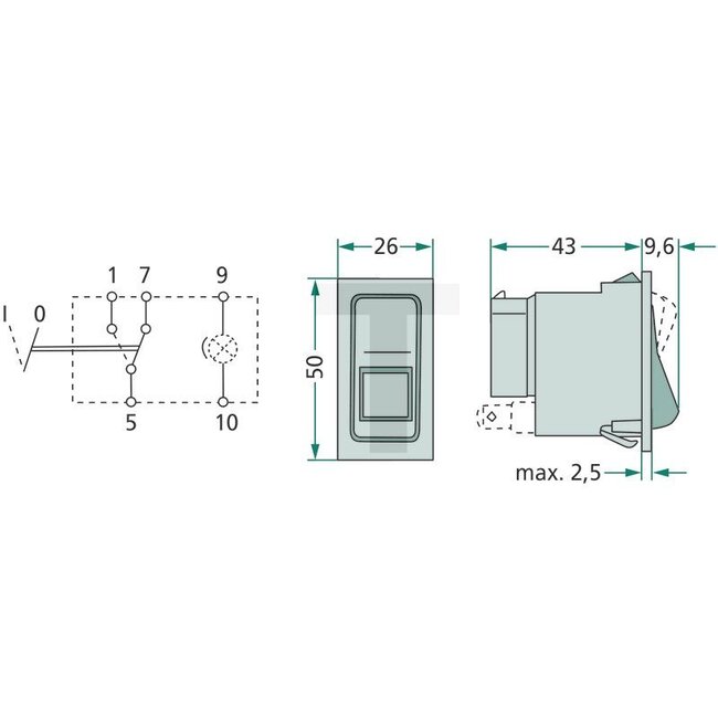 HELLA Kippschalter (Wechselschalter) rastend - 4556FH 004570101, 6FH004570101 | Ausführung: ohne Auffindbeleuchtung, rastend, ohne Funktionsbeleuchtung, 3 Flachsteckanschlüsse 6,3 mm | Belastbarkeit 12 V: 16 A | Belastbarkeit 24 V: 8 A | Betätigung für: Kippbet