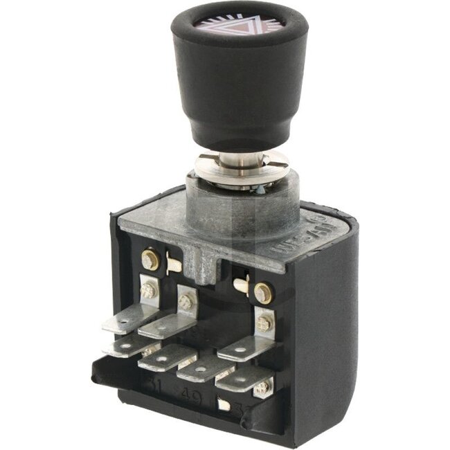 GRANIT Zugschalter Warnblinkanlage - 50715089, NS19100, NS 191 00 | Ausführung: Zugbetätigung, Einkreis, roter Schaltknopf als Kontroll-Leuchte ausgebildet, Montage in das Armaturenbrett oder an einer geeigneten Fläche, 7 Flachsteckanschlüsse 6,3 mm, mit eingeba