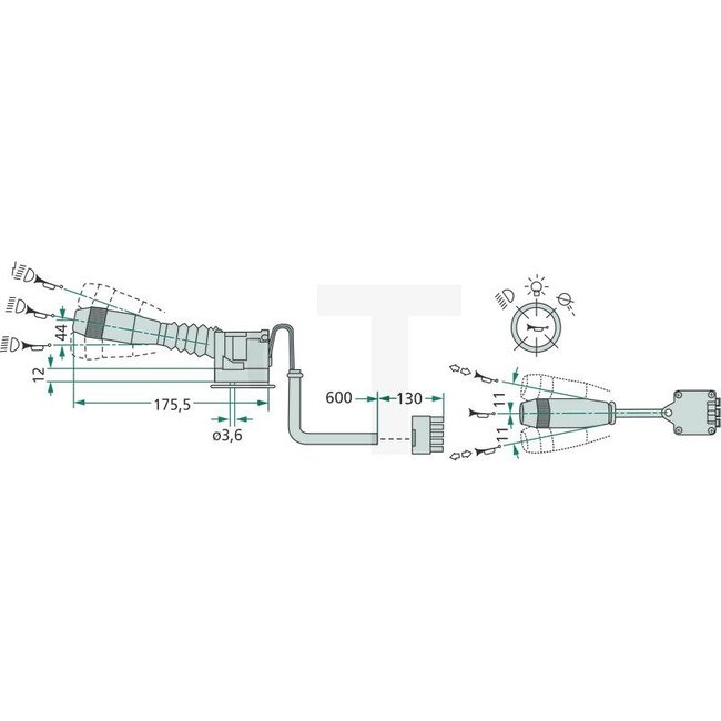 Cobo Multifunctionele schakelaar Inbouw - 22701494000, 82015276, 1007634 | Uitvoering: voor claxon, verlichting, knipperlicht, Aansluitkabel met stekker