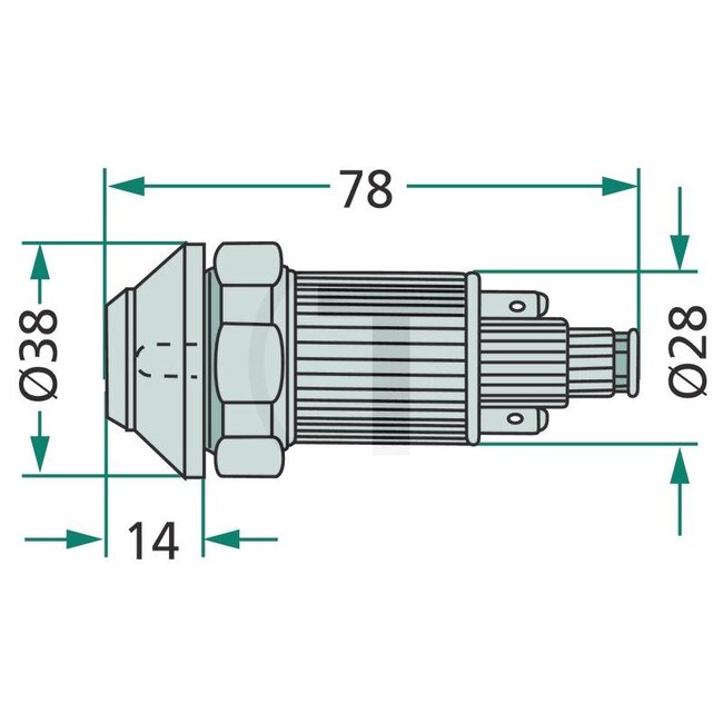 Drukknopschakelaar Starten van de motor - 50718011, 7700011525, 11245030XX | Uitvoering: 12 / 24 volt, Knop geel, zonder vergrendeling, Ø: 30 mm, 4 vlakstekkers 6,3 x 0,8 (01 - S - S1 - 0), Bescherming tegen stof en spatwater | Bediening van: Starten van