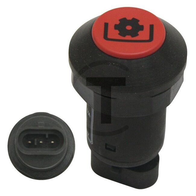 GRANIT Push button switch PTO shaft stop - 50718017, 7700038690, 11902001, 119 02 001 | Version: 70 V switching voltage, Red button | break contact  | External switch on mudguard, Total button travel: 5 mm, Ø 30 mm, plug connection (AMP Superseal series 1.5), du