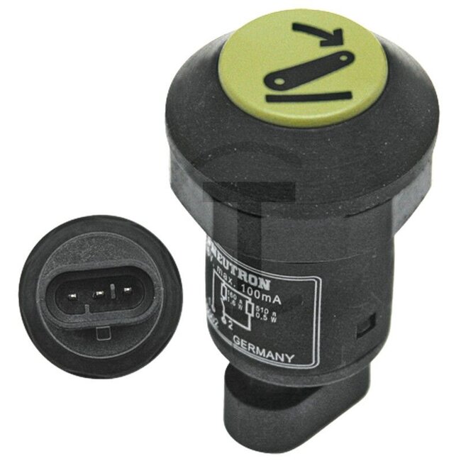 GRANIT Push button switch Hydraulics (lower) - 50718014, 7700076390, 11908002, 119 08 002 | Version: 48 V switching voltage, Green button | make contact, Total button travel: 5 mm, Ø 30 mm, plug connection (AMP Superseal series 1.5), dustproof and splashproof