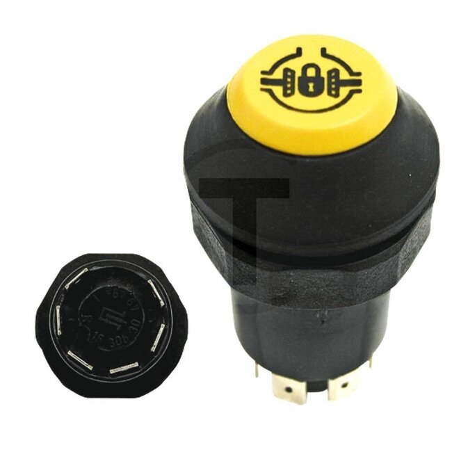 GRANIT Push button switch Differential lock - 50719006, 0.008.1335.0/10, 0.008.1335.0, 11175120XX, .008.1335.0/10-DEU, 0.008.1335.0/10-DEU | Version: 12/24 V, Yellow button, with lock, Ø 30 mm, 6 blade terminals 6.3 x 0.8 (15 - 30 - 30b - 49 - L - R), Dustproof