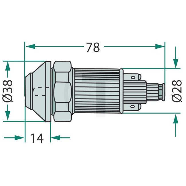 Push button switch Differential lock - 50719007, 0.007.5944.0/20, .008.1335.0/10-DEU1, 0.008.1335.0/10-DEU1, 11105120XX, 0.007.5944.0/2 | Version: 12/24 V, Yellow button, with lock, Ø 30 mm, 6 blade terminals 6.3 x 0.8 (15 - 30 - 49a - 49 - L - R), Dustpr
