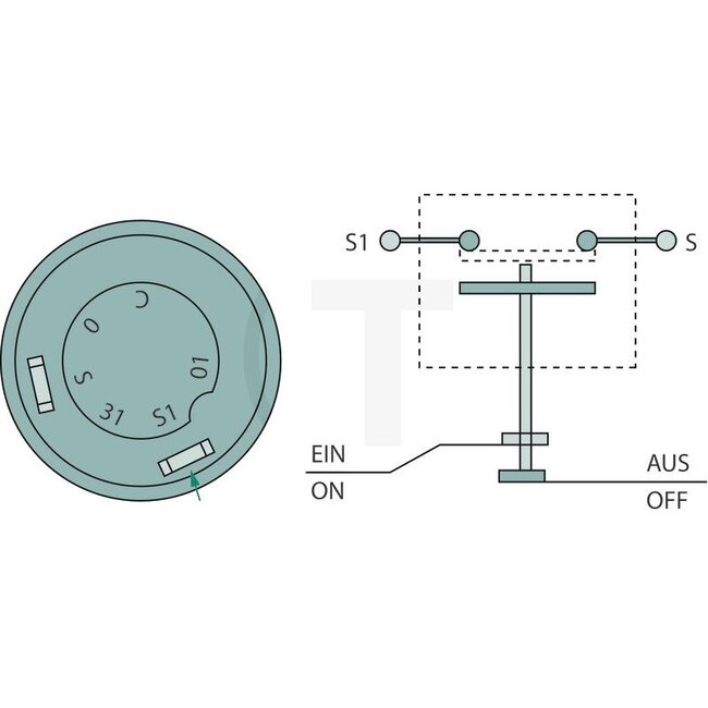 GRANIT Drukknopschakelaar Heffen / dalen (knop) - 50719009, 0.008.8049.0, .008.8049.0, 11215080XX | Uitvoering: 12 / 24 volt, Knop geel, zonder vergrendeling, Ø: 30 mm, 2 vlakstekkers 6,3 x 0,8 (S - S1), Bescherming tegen stof en spatwater