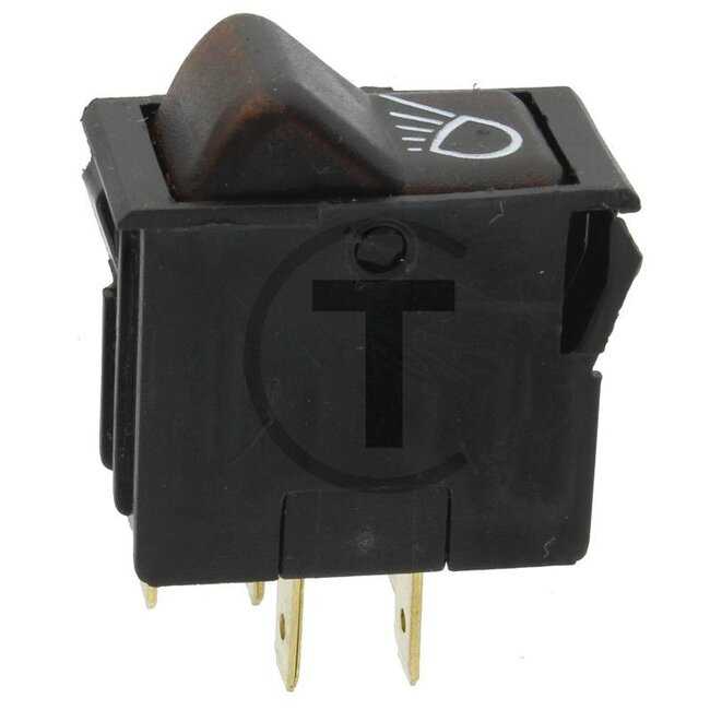 Cobo Wippschalter für Arbeitsscheinwerfer, vorne - 22713309000, 2.7659.064.0, 1020660 | Ausführung: 12 V / 24 V, Ein- / Ausschalter , 2 Flachsteckanschlüsse,  Einbaumaß: 15 mm breit, 29 mm lang und 34 mm hoch