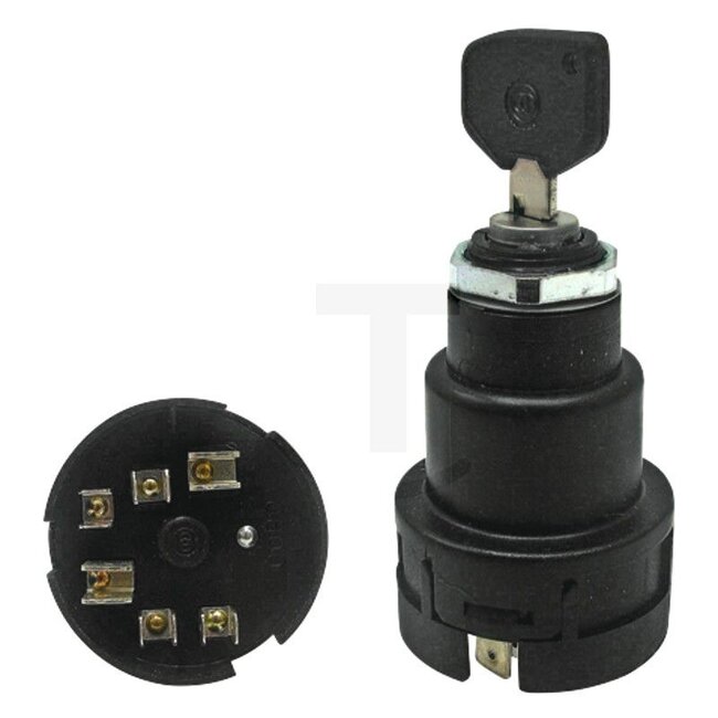 GRANIT Start switch With key - 50722001, 30100800, 1021350 | Version: 12 V, with blade terminal, 0: off, 1: consumer, 2: preheat, 3: start, Mounting Ø 26 mm