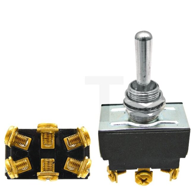 GRANIT Toggle switch Locks in place - 50700051 | Version: On/off/on switch, 6 blade terminals 6.3 mm, double changeover switch with separate 0 position, power rating 12 V: 25 A A | Connection pin / clamp: 6 | Power rating max. 12 V: 25 | Mounting Ø: 12,0 mm