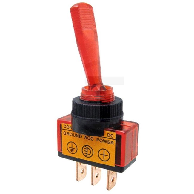 GRANIT Toggle switch Locks in place - 50770509156, 20800105, 30.20.01-R | Version: Illuminated lever, red, 3 blade terminals 6.3 mm | Connection pin / clamp: 3 | Power rating max. 12 V: 20 | Power rating max. 24 V: 5 | Mounting Ø: 11,7 mm