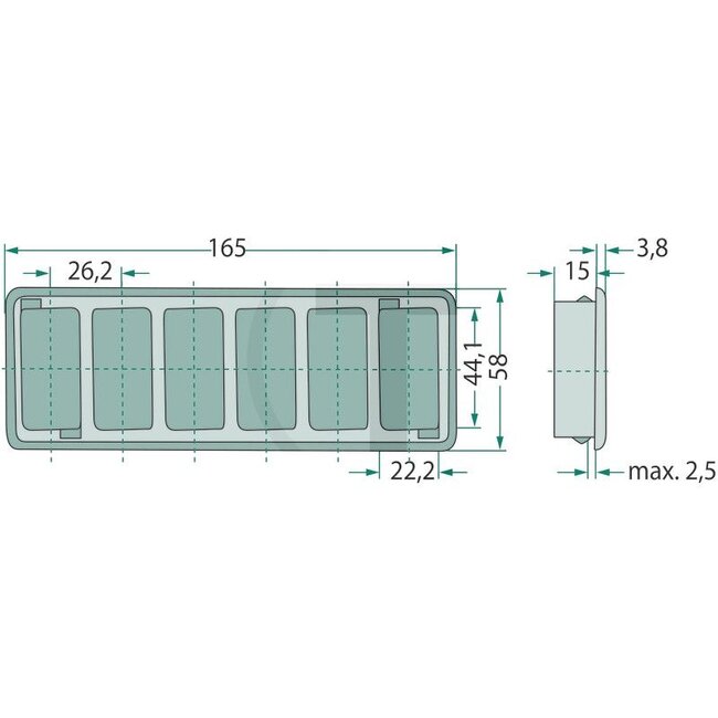 HELLA Montageleiste schwarz für 6 Schalter, Einbauöffnung 156,1 x 48,2 mm | 8HG713626001