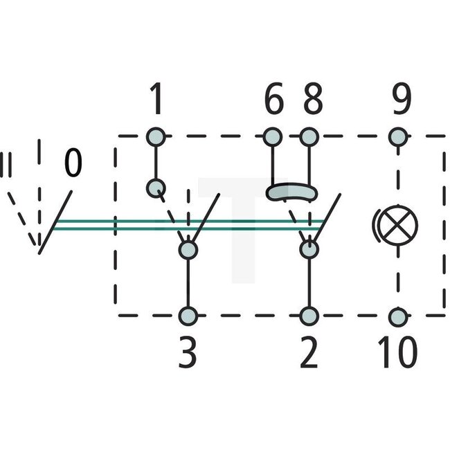 HELLA Latching switch 3 switch positions - 4556RH 007832461, 6RH007832461, 6RH 007 832-461, 50423353 | Version: Single-stage, II + I - O, With two circuits, With location light (without bulb), 7 blade terminals, rocker operation | Connection: 7 | To operate: Ki