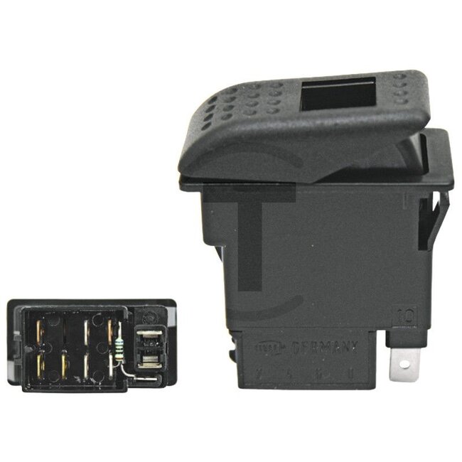 HELLA Warnblinkschalter - 4556HH 007832297, 6HH007832297, 6HH 007 832-297, 50423378 | Ausführung: 24 V, Einstufig, I - O, mit Auffind- und Funktionsbeleuchtung (mit Glühlampe)  , 8 Flachsteckanschlüsse, Kippbetätigung
