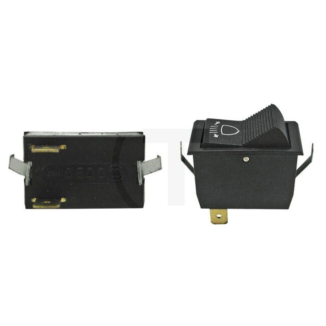 Cobo Tuimelschakelaar voor werklamp - 22713156000, 1020560 | Uitvoering: 12 volt / 24 volt, Aan-/uitschakelaar, 2 vlakstekkeraansluitingen, Inbouwmaat: 15 mm breed, 29 mm lang en 34 mm hoog