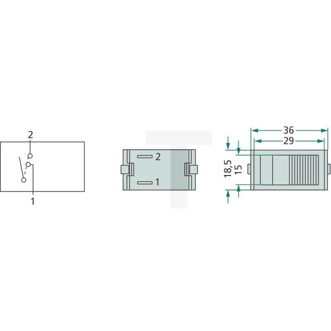Cobo Rocker switch For work lights - 22713156000, 1020560 | Version: 12 V/24 V, On/off switch, 2 blade terminals, Installation dimension: 15 mm wide, 29 mm long and 34 mm high