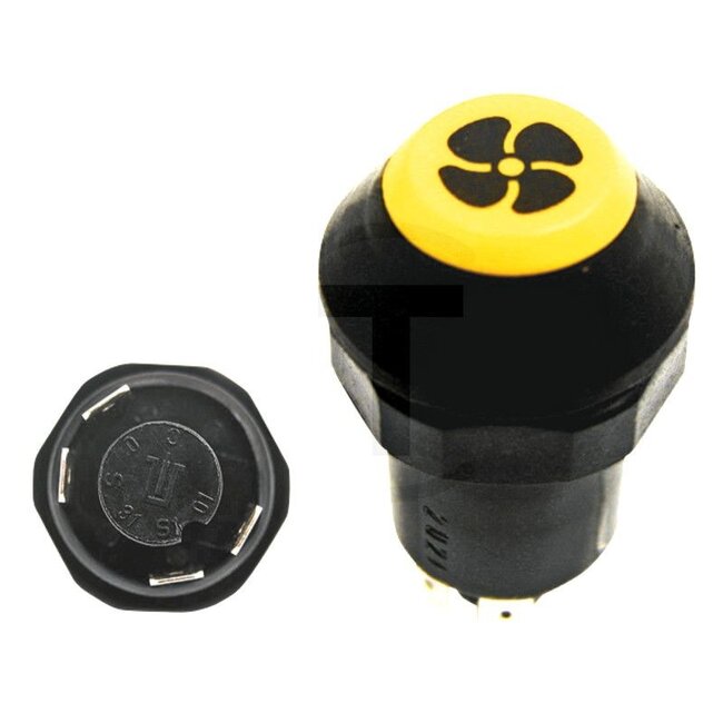 GRANIT Push button switch Blower - 50721004, 11145210XX | Version: 12/24 V, Yellow button, with lock, Ø 30 mm, 4 blade terminals 6.3 x 0.8 (S1- S- 01- 0), Dustproof and splashproof