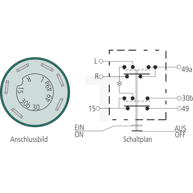 GRANIT Drukknopschakelaar Ventilator - 50799077, 11165100XX | Uitvoering: 12 / 24 volt, Knop: geel, met vergrendeling, Ø: 30 mm, 6 vlakstekkers 6,3 x 0,8 (L- 49a- R- 30b- 15- 49), Bescherming tegen stof en spatwater, met glassokkellampen 12 V / 1,2 W | Bediening